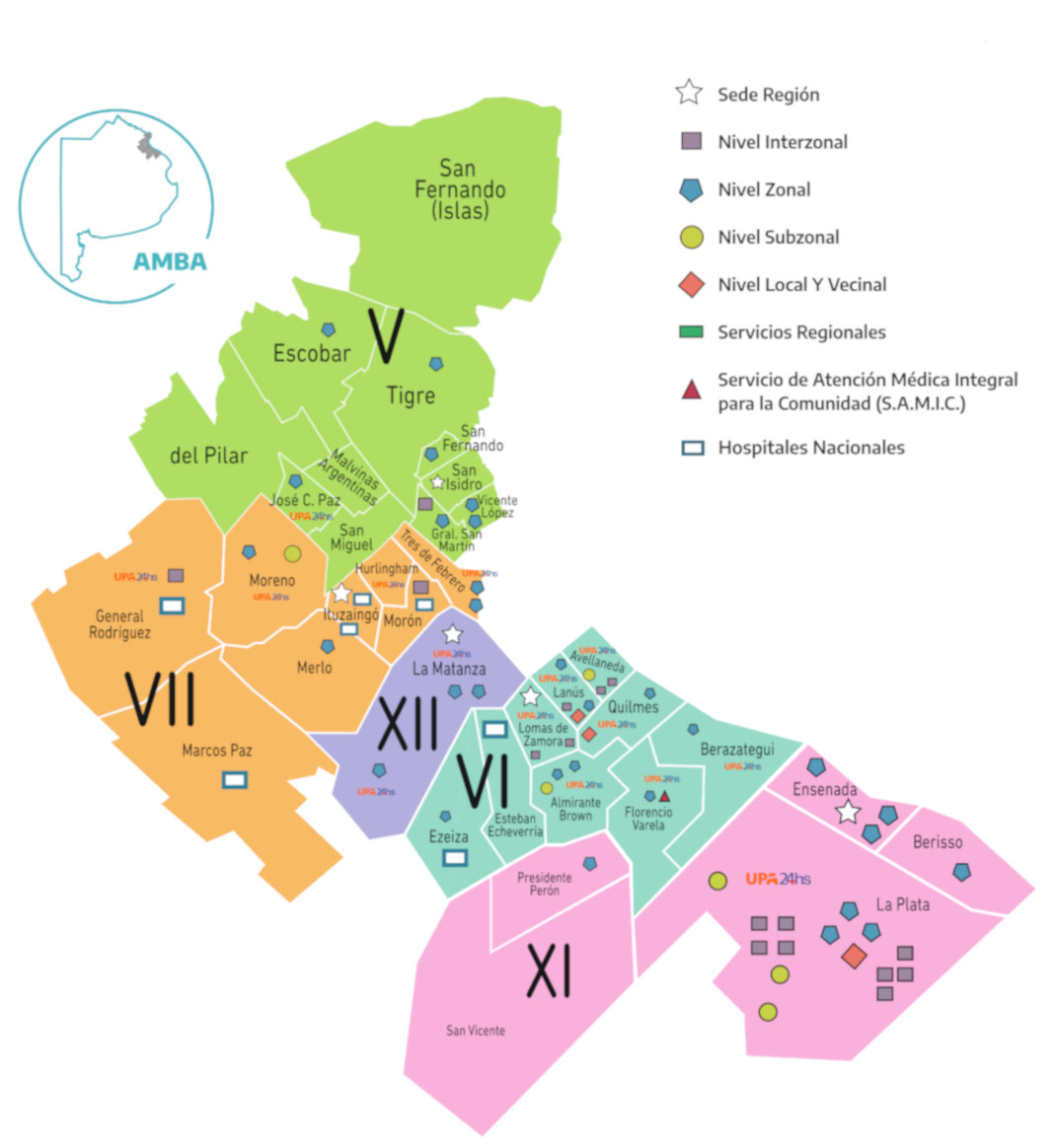 Mapa Regiones Sanitarias GBA