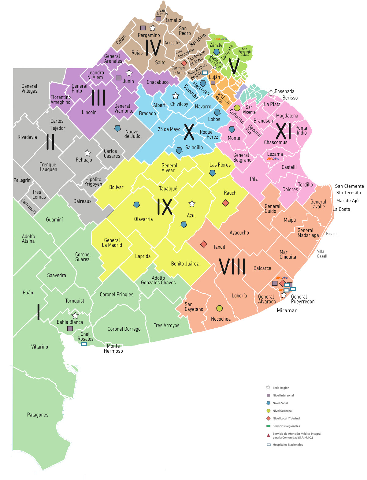 Mapa Regiones Sanitarias BA